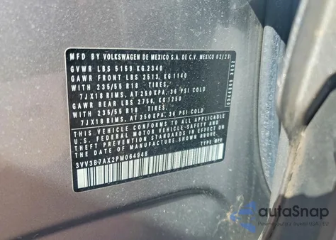 2023 Volkswagen Tiguan Se from USA, damaged, VIN 3VV3B7AX2PM064948